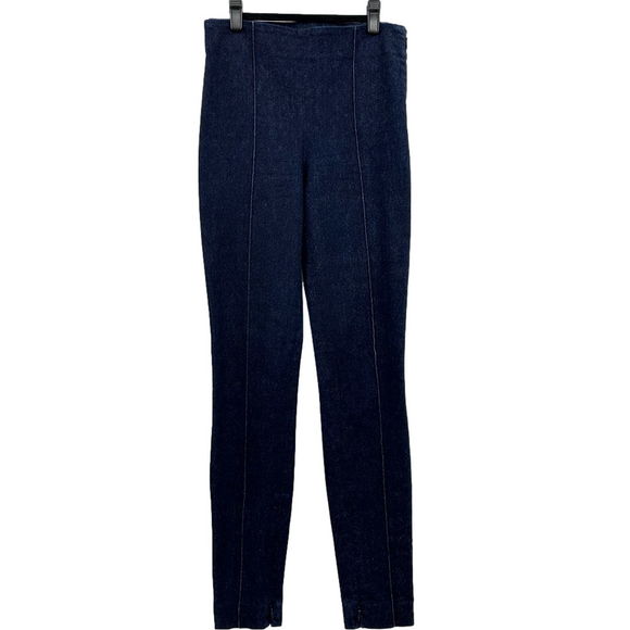 Theory Leggings Women's Size 2 Dark Denim Nep High Waisted Skinny Seamed - Picture 1 of 13